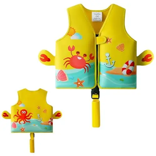 Produktbild: vveWin UV Neopren Schwimmweste für Kinder mit Sicherheitsschnalle Abnehmbare Schwimmer Swim Vest for Kids für Kleinkinder im Alter von 1,2,3,4,5,6,7,8 Jahren Mädchen und Jungen