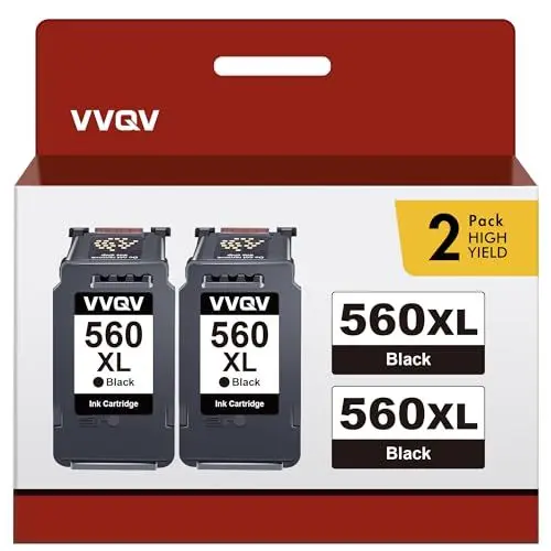 Produktbild: VVQV PG-560XL PG-560 XL Ersatz für Canon 560 Druckerpatronen für Canon PG 560 Schwarz für Pixma TS5350 TS5351 TS5352 TS5353 TS7450 TS7451 (2 Schwarz)