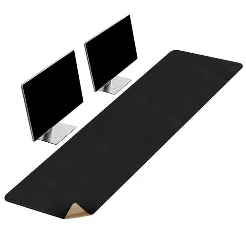 Produktbild: VYAAA Schreibtischunterlage Leder und Kork, 140 x 40cm Tischunterlage, Multifunktionales Laptop Mousepad, Schreibtischmatte für Büro und Zuhause (Schwarz)