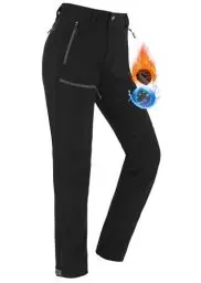 Produktbild: Vzteek Damen-Wanderhose-Winter-Softshellhose-Wasserdicht-Outdoor hose-Thermo-Skihose-Stretch gefüttert berghose Regene Trekkinghose Warme Winddicht walking Hundesport Wintersport(Klassisch Schwarz, XL