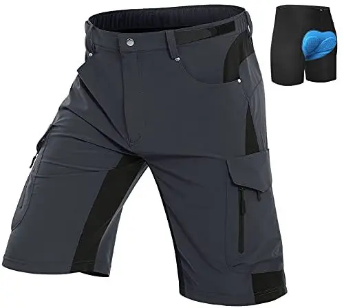 Produktbild: Vzteek Herren MTB Hose Fahrradhose mit Gepolstert, Schnelltrocknende MTB Shorts Mountainbike Hose Herren(Dunkelgrau,XL)