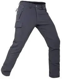 Produktbild: Vzteek Herren Wanderhose Thermo Softshellhose Wasserdicht Outdoorhose Winter Warm gefüttert Trekkinghose Winddichte Skihose 4wegestretch Schneehose, Fahrrad,Skifahren, Hundesport(Grau,XXL)