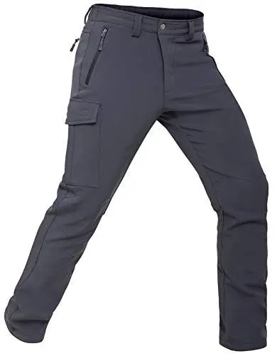 Produktbild: Vzteek Herren Wanderhose Thermo Softshellhose Wasserdicht Outdoorhose Winter Warm gefüttert Trekkinghose Winddichte Skihose 4wegestretch Schneehose, Fahrrad,Skifahren, Hundesport(Grau,XXL)