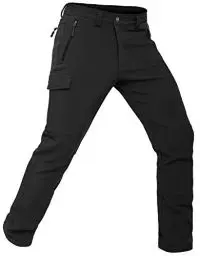 Produktbild: Vzteek Herren Wanderhose Thermo Softshellhose Wasserdicht Outdoorhose Winter Warm gefüttert Trekkinghose Winddichte Skihose 4wegestretch Schneehose, Fahrrad,Skifahren, Hundesport(Schwarz,3XL)