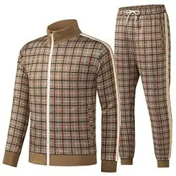 Produktbild: W JIANWANG Trainingsanzug Herren Fußball Traningsanzuganzug Sportanzug Freizeitanzug Sport Jogging Anzug Für Männer Trainingsanzüge Fussball Laufanzug Jogginganzug Set Braun 2301 L