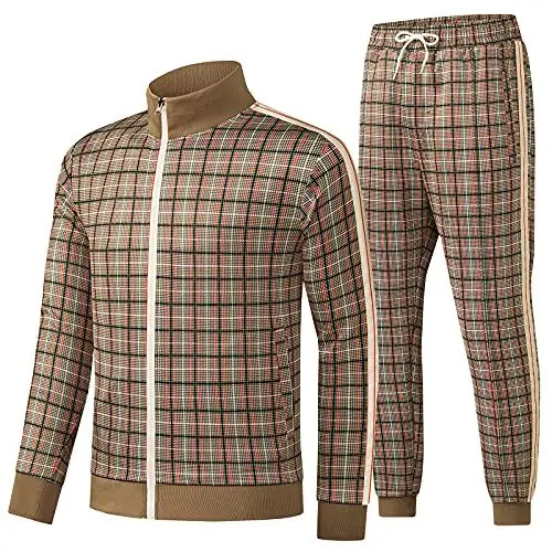 Produktbild: W JIANWANG Trainingsanzug Herren Fußball Traningsanzuganzug Sportanzug Freizeitanzug Sport Jogging Anzug Für Männer Trainingsanzüge Fussball Laufanzug Jogginganzug Set Braun 2301 M