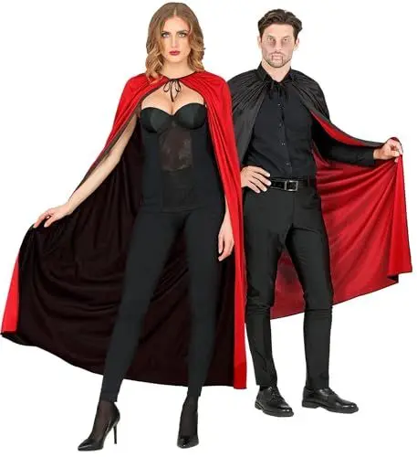 Produktbild: W WIDMANN MILANO Party Fashion 03246 - Umhang, schwarz/rot, Vampir, Zauberer, Halloween, Accessoire, 130 cm