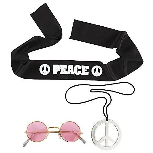 Produktbild: W WIDMANN MILANO Party Fashion 05856 - Verkleidungsset Hippie, Stirnband, Brille, Kette, Flower Power, Mottoparty, Karneval