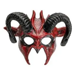 Produktbild: W WIDMANN MILANO Party Fashion 08482 - Maske Teufel mit schwarzen Hörnern, Dämon, Hölle, gruseliges Halloween Kostüm