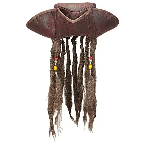 Produktbild: W WIDMANN MILANO Party Fashion 09644 - Piratenhut, mit Haaren, Dreispitz, Lederoptik, braun, Pirat, Accessoire, Zubehör, Karneval, Mottoparty