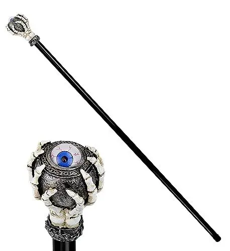 Produktbild: W WIDMANN MILANO Party Fashion 16788 - Skelett Stab mit Wackelauge, 110 cm, Sensenmann, Gothic, Grim Reaper, Vampir, Spazierstock, Accessoire, Halloween