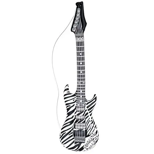 Produktbild: W WIDMANN MILANO Party Fashion 23942 - Aufblasbare Gitarre, Zebra, Länge circa 105 cm, Musiker, Sänger, Karneval, Mottoparty