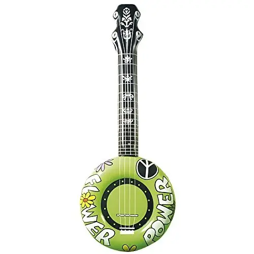 Produktbild: W WIDMANN MILANO Party Fashion - Aufblasbares Banjo, 100 cm, Gitarre, Musiker, Sänger, Flower Power, Accessoire Hippie