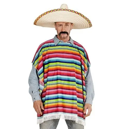 Produktbild: W WIDMANN MILANO Party Fashion 42939 - Mexikanischer Poncho, Kostümzubehör, Accessoire, Überwurf, Mexikaner, Karneval, Mottoparty
