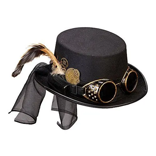 Produktbild: W WIDMANN MILANO Party Fashion 60814 - Steampunk Zylinder, mit Brille und Zahnrad, viktorianische Steal, Kopfschmuck, Accessoire, Kostümzubehör, Mottoparty, Karneval