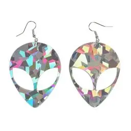Produktbild: W WIDMANN MILANO Party Fashion 68595 - Ohrringe Alien, holografische, Schmuck, Außerirdischer, Weltall, Space, Karneval, Mottoparty