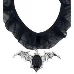 Produktbild: W WIDMANN MILANO Party Fashion 7129P - Halskette Fledermaus, mit schwarzen Edelstein, Schmuck, Halsband, Vampir, Halloween, Karneval, Mottoparty