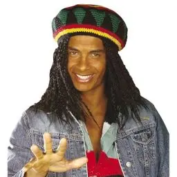 Produktbild: W WIDMANN MILANO Party Fashion 8446R - Reggea Häkelmütze, Rasta, Hut, Kopfschmuck, Accessoire, Karneval, Mottoparty