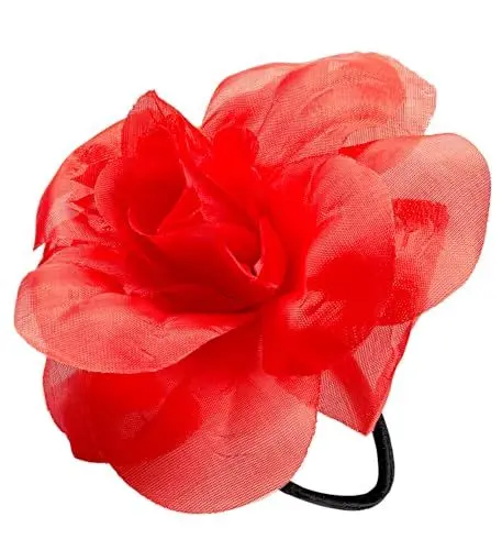 Produktbild: W WIDMANN MILANO Party Fashion 94171 - Haargummi mit Blume, Rot, Haarband, Accessoire, Zopfgummi, Karneval, Mottoparty