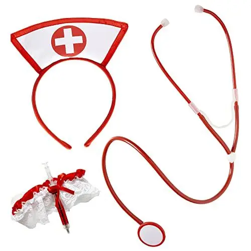 Produktbild: W WIDMANN MILANO Party Fashion 9864Y - Kostümset Krankenschwester, Kopfteil, Strumpfband mit Spitze, Stethoskop, Mottoparty, Karneval