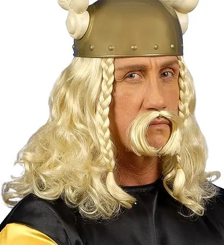 Produktbild: W WIDMANN MILANO Party Fashion V6263 - Perücke Gaulois mit Schnurrbart, blond, Wikinger, Gallier, Motto-Party, Karneval