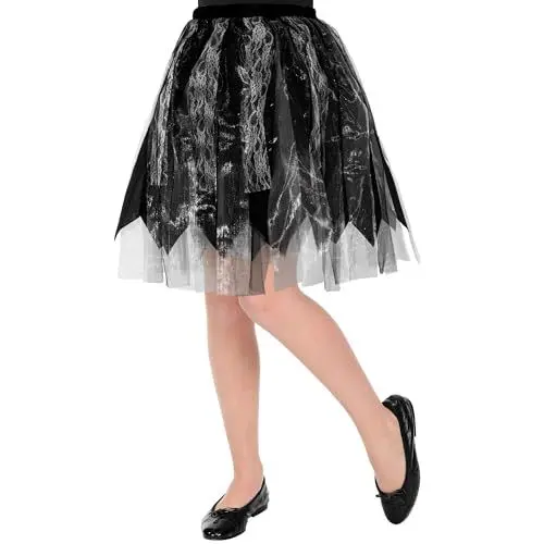 Produktbild: W WIDMANN MILANO Party Fashion - Halloween Rock für Kinder, schwarzer Engel, Geist, Skelett, Pirat, Totenbraut, Dia de los Muertos, Halloween