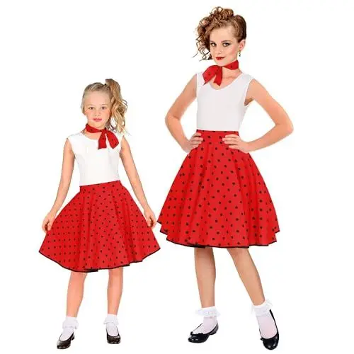 Produktbild: W WIDMANN MILANO Party Fashion - Kinderkostüm 50er Jahre, Rock mit Halstuch, Rockabilly, Rock ’n’ Roll, Tänzerin, Faschingskostüme