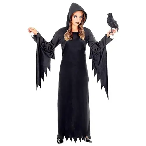 Produktbild: W WIDMANN MILANO Party Fashion - Kinderkostüm Dunkle Königin, Kleid mit Kapuze, Gothic Queen, Faschingskostüme
