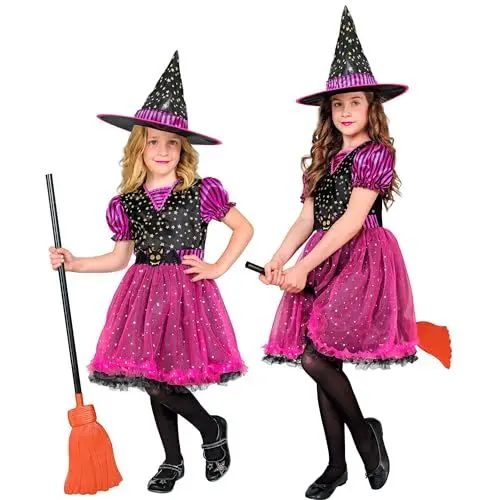 Produktbild: W WIDMANN MILANO Party Fashion - Kinderkostüm Hexe, Kleid und Hexenhut, Magierin, Zauberer, Märchen Kostüm