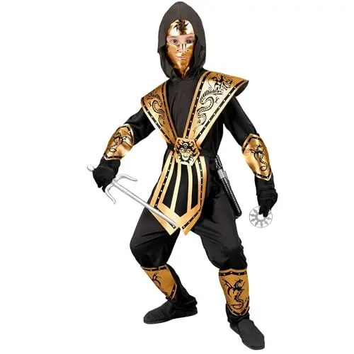 Produktbild: W WIDMANN MILANO Party Fashion - Kinderkostüm Kombat Ninja, Gold, Kämpfer, Kung Fu Krieger, Japan