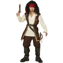 Produktbild: W WIDMANN MILANO Party Fashion - Kinderkostüm Pirat der Karibik, Oberteil mit Hemd, Hose, Gürtel, Schulterriemen für Schwert, Kopfband, Schuhüberzieher, Halloween, Karneval