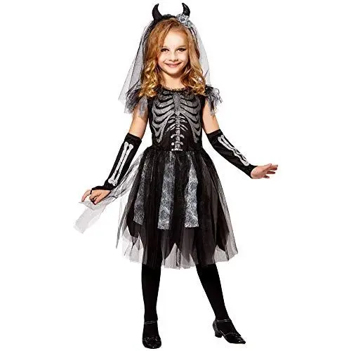 Produktbild: W WIDMANN MILANO Party Fashion - Kinderkostüm Skelettbraut, Totenbraut Kostüm für Halloween, Faschingskostüme Kinder, Kleid mit Zubehör