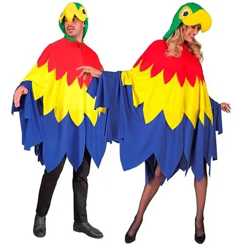 Produktbild: W WIDMANN MILANO Party Fashion - Kostüm Papagei, Poncho mit Kapuze, Vogel, Tierkostüm, Faschingskostüme