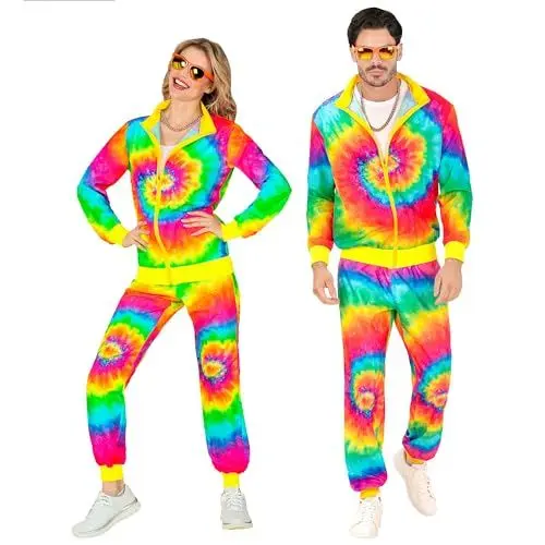 Produktbild: W WIDMANN MILANO Party Fashion - Kostüm Trainingsanzug, Neon psychedelisch Hippie Party, für Damen oder Herren, 80er Jahre Outfit, Jogginganzug