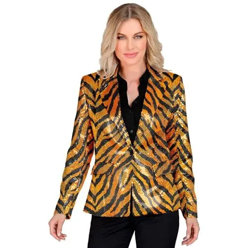 Produktbild: W WIDMANN MILANO Party Fashion - Party Fashion Blazer mit Pailletten für Damen, Schlagermove, Jackett, Animal Print, Festival, Faschingskostüme