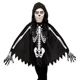 Produktbild: W WIDMANN MILANO Party Fashion - Poncho für Kinder, Skelett, Knochen, Kostüm, Karneval, Halloween