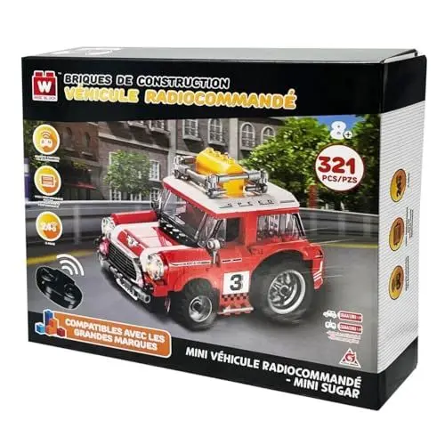 Produktbild: W WISE BLOCK Kleine Bauklötze baubar Ferngesteuertes Notfallfahrzeug STEM-Bauspielzeug für Kinder ab 8 Jahren (321 Stück), Rot