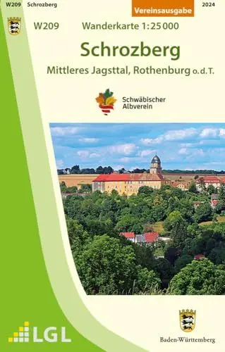 Produktbild: W209 Schrozberg - Mittleres Jagsttal, Rothenburg o.d.T.: Wanderkarte 1:25.000 (Karte des Schwäbischen Albvereins)