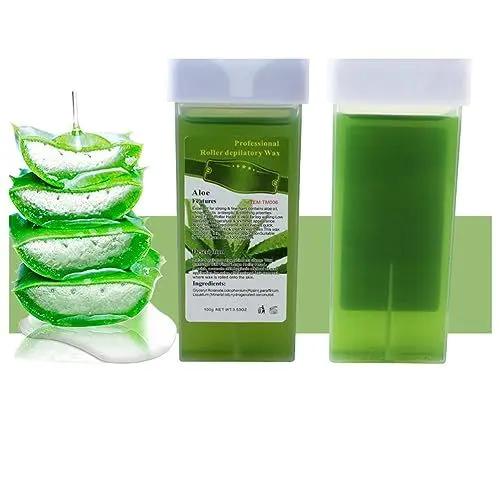 Produktbild: Wachskartusche Zum Aufrollen, 100 G Enthaarungswachskartusche, Haarentfernungscreme, Bienenwachs, Heißwachs Zum Aufrollen (Aloe Vera)