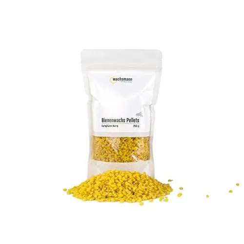 Produktbild: Wachsmann 100% reines Bienenwachs, 250 g Pastillen für Natur-Kosmetik, Kerzen, Bienenwachstücher - deutsche Qualität- Cosmos Natural Zertifiziert