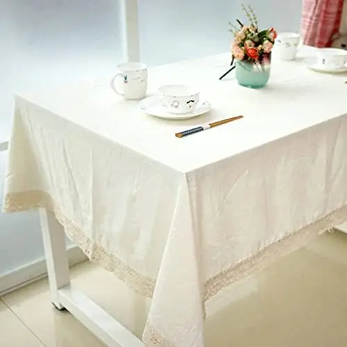 Produktbild: EHOMERY Wachstuch Gartentischdecke Tischtuch Wachs Einfacher Stil, Reine Farbspitze Tischdecken Party Deko Tischwaschmaschiene Beige Tischschutz Dekoration 60X60Cm
