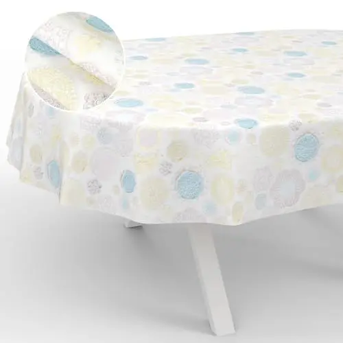 Produktbild: Wachstuch-Tischdecke Tischdecke abwaschbar Wachstuch Garten-Tischdecke Outdoor Indoor Oval 220x140cm Schnittkante Spitzen