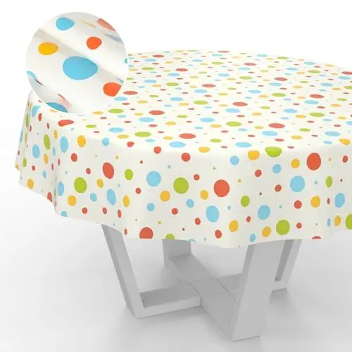 Produktbild: Wachstuch-Tischdecke Tischdecke abwaschbar Wachstuch Garten-Tischdecke Outdoor Indoor Rund 140cm Schnittkante Party
