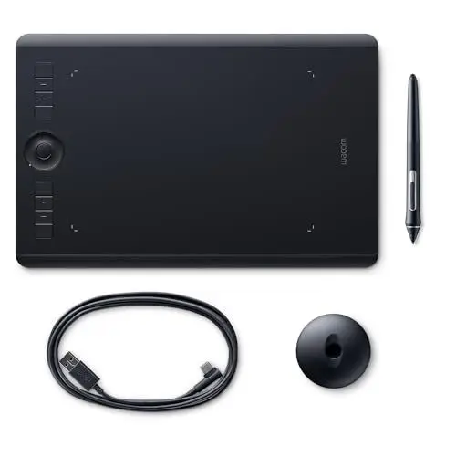 Produktbild: Wacom Intuos Pro Medium Grafik-Tablett mit Bluetooth-Funktion – Beliebtes Format für digitales Zeichnen und Fotoretusche mit besonders hoher Drucksensitivität und anpassbaren Befehlstasten, Schwarz