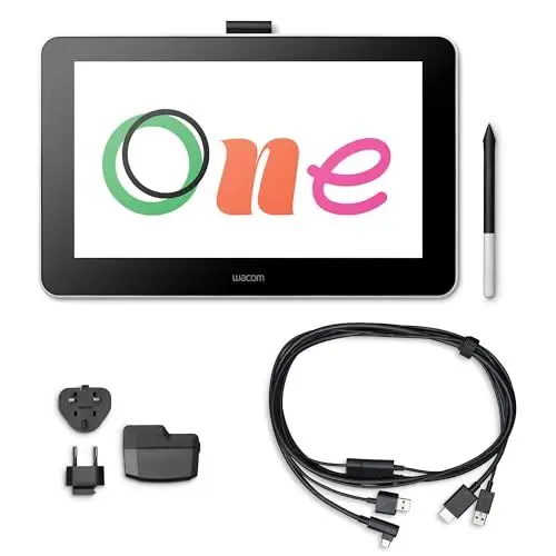 Produktbild: Wacom One Creative Pen Display mit Gratissoftware (zum Skizzieren, Zeichnen auf dem Bildschirm, 13,3 Zoll Full HD (1.920 x 1.080), Stiftpräzision) - Ideal für Home-Office & E-Learning, schwarz