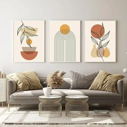 Produktbild: WADBTP Böhmischer Stil Plakatsatz, Modernes Schlafzimmer Wohnzimmer Hintergrund Wanddekoration Plakat, Pflanzen Abstrakte Heimdekoration Malerei, Rahmenlos (Stil 2,30X40CM*3)
