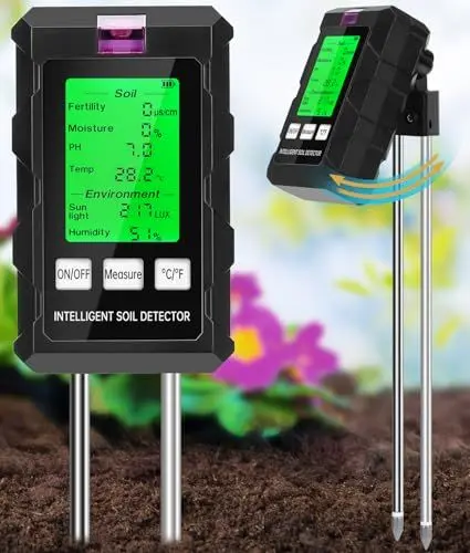 Produktbild: WADEO Bodenmessgerät Feuchtigkeitsmessgerät, 6 in 1 Bodenmessgerät Bodentester mit pH-Wert/Feuchtigkeit/Temperatur/Umgebungsfeuchtigkeit/Sonnenlicht/Nährstoffe, für Garten, Bauernhof, Rasenfläche