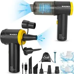 Produktbild: WADEO 9000Pa Mini-Handstaubsauger Akku, 3-in-1-Multifunktions-Staubsauger mit 3 Saugdüsen zum Aufblasen des Schwimmring-Heimbeutels, Tragbarer Nass- und Trockensauger, für Auto und Zuhause