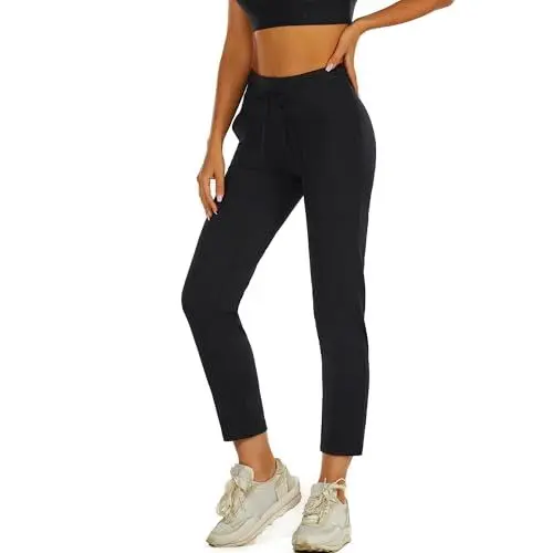 Produktbild: wadizo Jogginghose Damen Atmungsaktiv Sporthose Trainingshosen Freizeithose Damen High Waist Hose Damen Stretch Hose Damen Sport Leggings Damen mit Tasche Yogahosen für Damen(Schwarz, S)