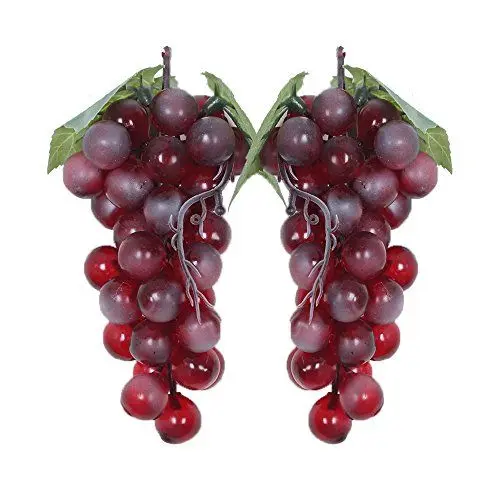 Produktbild: WADY 2pc Deko Kunststoff Weintrauben Wein Trauben Kunstobst Plastikobst künstliches Obst Gemüse Dekoration 2 mal 17cm (Lila)
